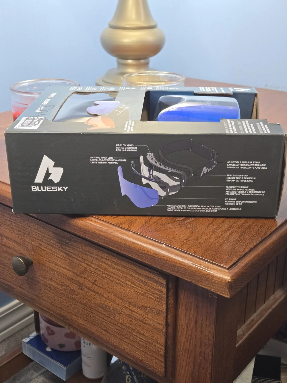 Bluesky Youth Snow Goggles Magnetic Lens Ski‎ Snowboard Blue w/ Extra Lens NIB